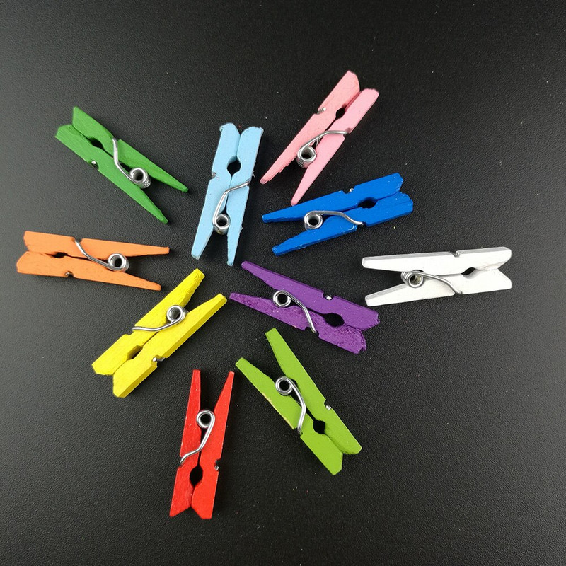 50PCS 25X3MM Νέο Mini Wood Memo Paper Clips for Message Ξύλινα κλιπ για φωτογραφικά κλιπ Clothespin Craft Decoration Clips Παγκάκια