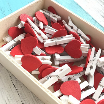 50 τμχ Mini Love Heart Ξύλινα είδη γραφείου Craft Memo Clips DIY Ρούχα Χαρτί Φωτογραφία Παγκόσμια Δώρα Γάμου Δώρα Είδη διακόσμησης