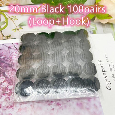 20 mm taškų lipdukų kabliukai ir kilpos dvipusė tvirta lipni juostelė, užsegama mygtuku, siuvimo įrankiai, reikmenys 50/100 porų