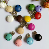 5 vnt/stal. Medinis kūdikių vaikiškas čiulptuko laikiklis kūdikiui mielas apvalus spenelių užsegimas kūdikiui gaminio skylutė 4,4 cm x 3 cm 16 spalvų