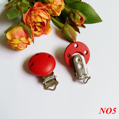 5 vnt/stal. Medinis kūdikių vaikiškas čiulptuko laikiklis kūdikiui mielas apvalus spenelių užsegimas kūdikiui gaminio skylutė 4,4 cm x 3 cm 16 spalvų