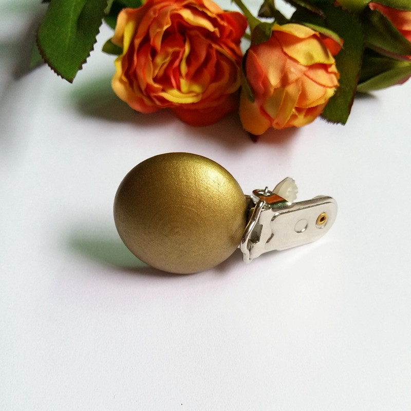 5 vnt/stal. Medinis kūdikių vaikiškas čiulptuko laikiklis kūdikiui mielas apvalus spenelių užsegimas kūdikiui gaminio skylutė 4,4 cm x 3 cm 16 spalvų