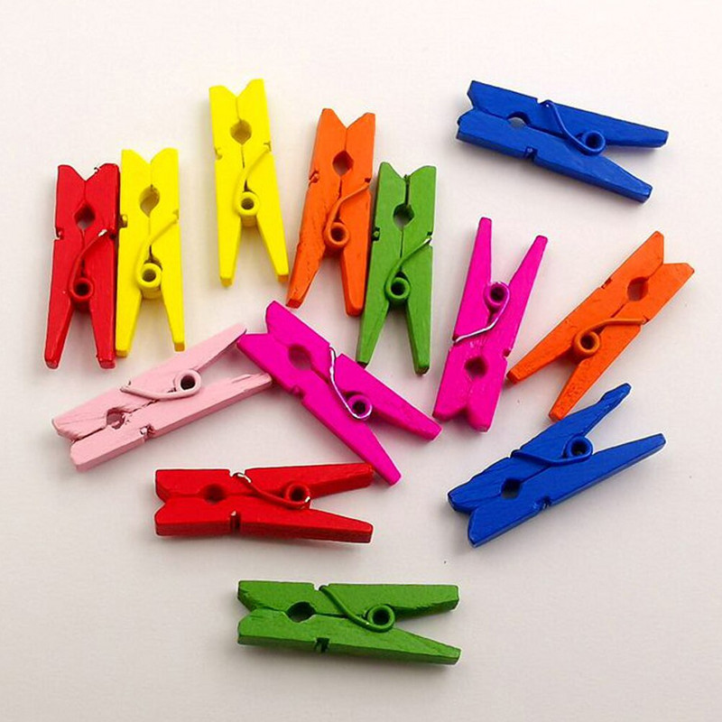 100 bucăți agrafe foto din lemn natural agrafe pentru haine bricolaj pentru petrecere de nuntă cleme pentru decorare artizanală cleme din lemn de culoare cleme pentru decorare artizanală