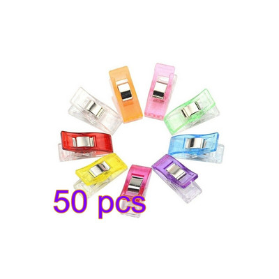 50 бр. Кристал Job Foot Case Многоцветни пластмасови щипки Скоби за плат Пачуърк Подгъв Шевни инструменти Шевни аксесоари Щипка