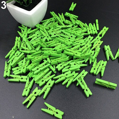 100 tk Mini mitmevärvilised puidust riided, fotopaberipulk, riidenõel, käsitööklambrid