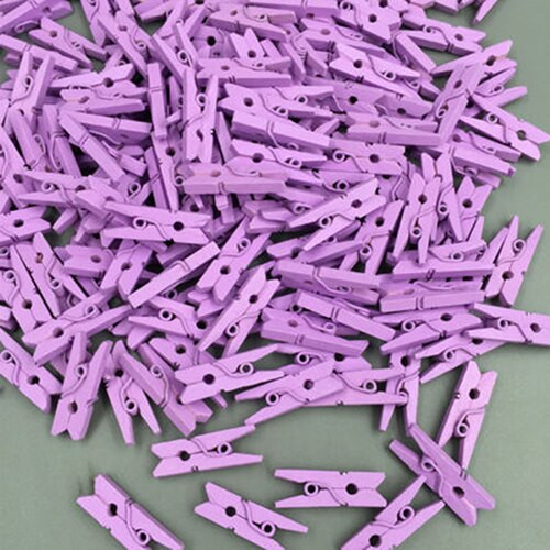 100 tk Mini mitmevärvilised puidust riided, fotopaberipulk, riidenõel, käsitööklambrid