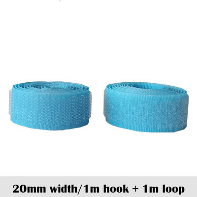 Páska na šitie, nálepka, popruh, couture pásik, šírka 2-10 cm, azúrová, bez lepidla, so suchým zipsom, nebesky modrá