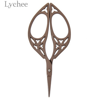 Lychee Life Винтидж Листа от неръждаема стомана Ножици Шевни ножици с титаново покритие Шевни инструменти за плат Направи си шевни консумативи
