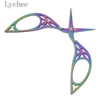 Lychee Life Винтидж Листа от неръждаема стомана Ножици Шевни ножици с титаново покритие Шевни инструменти за плат Направи си шевни консумативи
