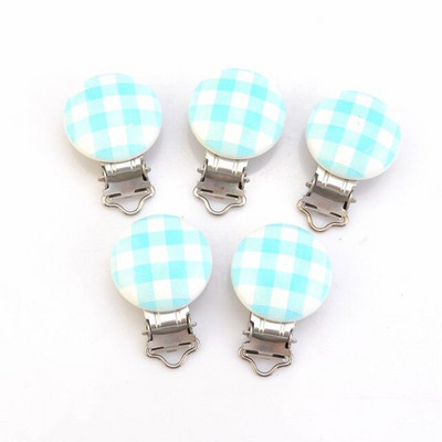 5 ks modrých chlapčenských farebných klipov na cumlík pre bábätká, drevených kovových držiakov, roztomilých sponiek na cumlík pre dojčatá, vtipných doplnkov 4,8 x 2,9 cm