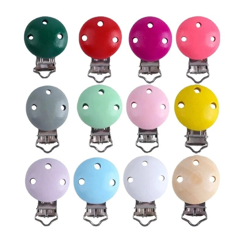 10 ks/lot okrúhle drevené klipy na cumlík pre detské hryzátka korálkové klipy príslušenstvo pre DIY retiazku na cumlík nástroj veľkoobchod