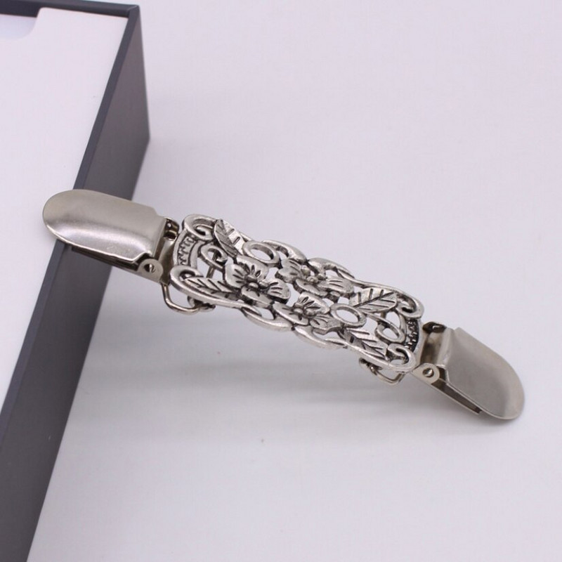 Жилетка Брошки с щипка за патешка уста за жени Винтидж Щипки за пуловер с цветя Значка Метални аксесоари за дрехи