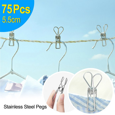 75 komada Stezaljke od nehrđajućeg čelika Igle za odjeću Držači za kvačice Stege za odjeću Brtvena kopča Kućanske štipaljke za vješalice