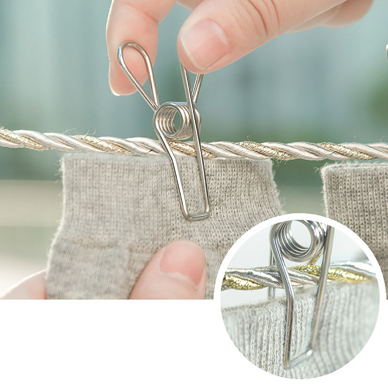 75 бр. Щипки от неръждаема стомана Щипки за дрехи Държачи за щипки за дрехи Скоби за уплътняване Щипки за домакински щипки за закачалки