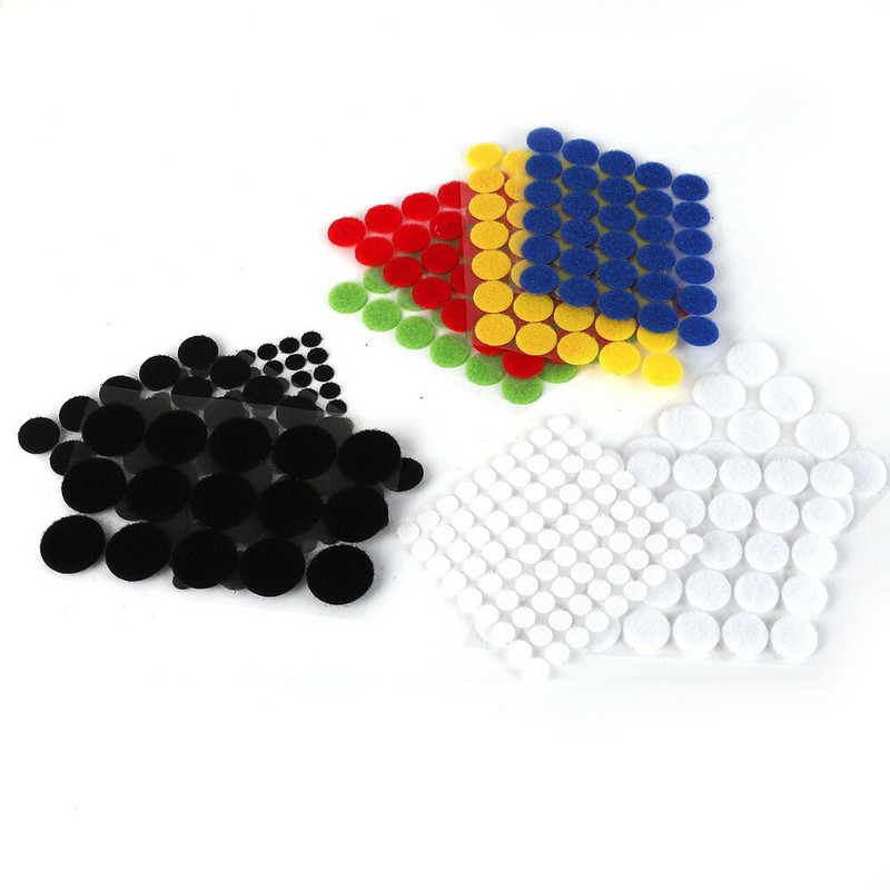 100 paari värviline 20 mm isekleepuv kleeplint, täppidega nailon polüester konks ja silmus maagiline kleebis ümmargune tugev isekleepuv kinnitus