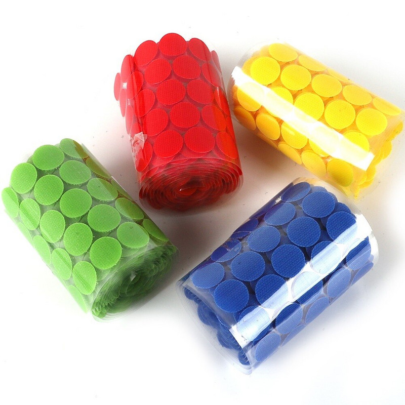 100 paari värviline 20 mm isekleepuv kleeplint, täppidega nailon polüester konks ja silmus maagiline kleebis ümmargune tugev isekleepuv kinnitus