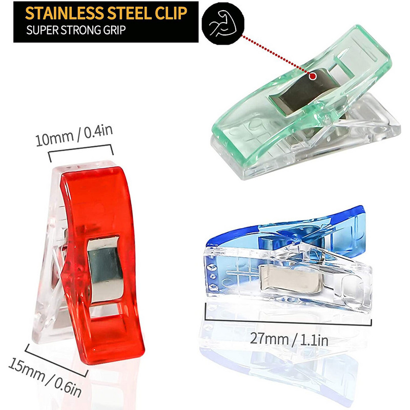 Многофункционални щипки за шиене Цветни щипки Пластмасови занаяти Плетене на една кука Плетене Безопасни щипки Разноцветни щипки за подвързване Хартия 50 БР.
