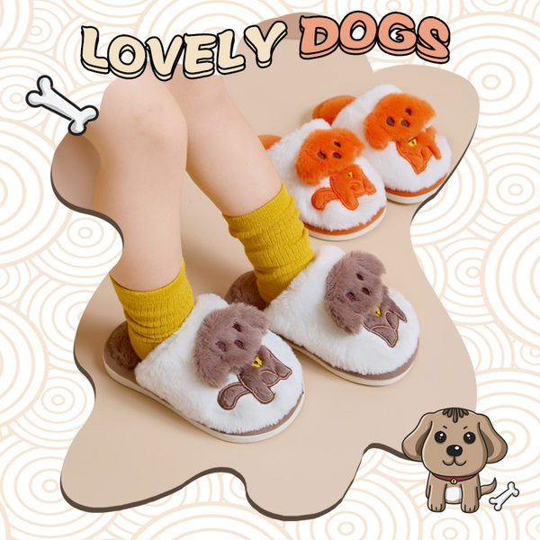 Ležérne domáce papuče s aplikáciou psíka pre chlapcov