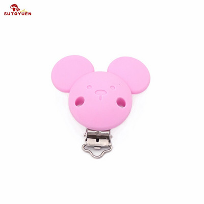 Sutoyuen 5vnt Mickey čiulptuko segtukai silikoniniai dantukai ekologiški BPA be vienspalviai sensoriniai žaislai kūdikių manekeno pakabuko segtukas