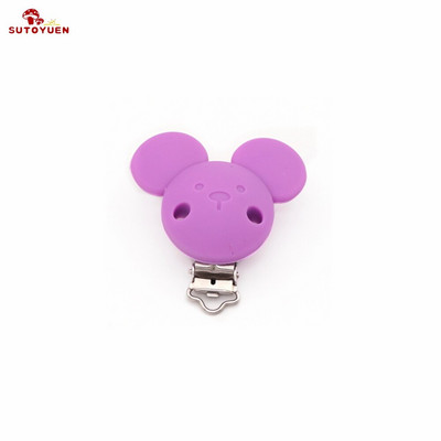 Sutoyuen 5vnt Mickey čiulptuko segtukai silikoniniai dantukai ekologiški BPA be vienspalviai sensoriniai žaislai kūdikių manekeno pakabuko segtukas