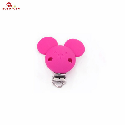 Sutoyuen 5vnt Mickey čiulptuko segtukai silikoniniai dantukai ekologiški BPA be vienspalviai sensoriniai žaislai kūdikių manekeno pakabuko segtukas