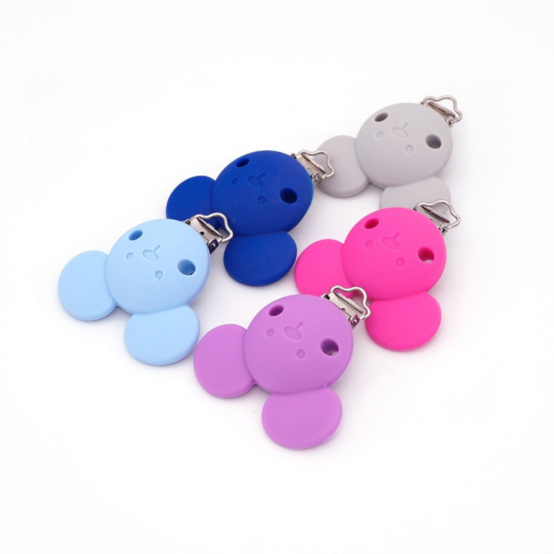 Sutoyuen 5vnt Mickey čiulptuko segtukai silikoniniai dantukai ekologiški BPA be vienspalviai sensoriniai žaislai kūdikių manekeno pakabuko segtukas