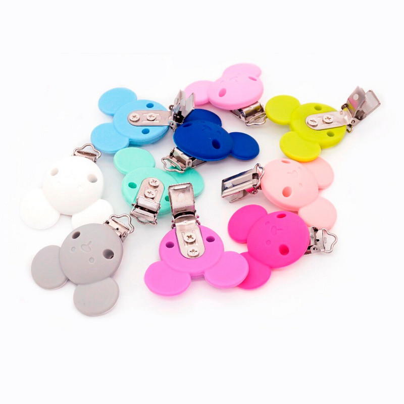 Sutoyuen 5vnt Mickey čiulptuko segtukai silikoniniai dantukai ekologiški BPA be vienspalviai sensoriniai žaislai kūdikių manekeno pakabuko segtukas