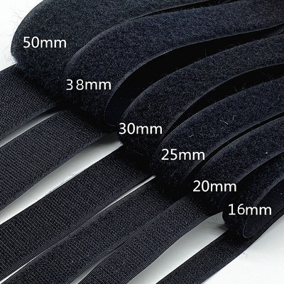 1 pár 16-50 mm-es fekete-fehér varrórögzítő ragasztószalag tépőzáras szalag kábelkötegelő varrástartozékok, 1 méter/tétel
