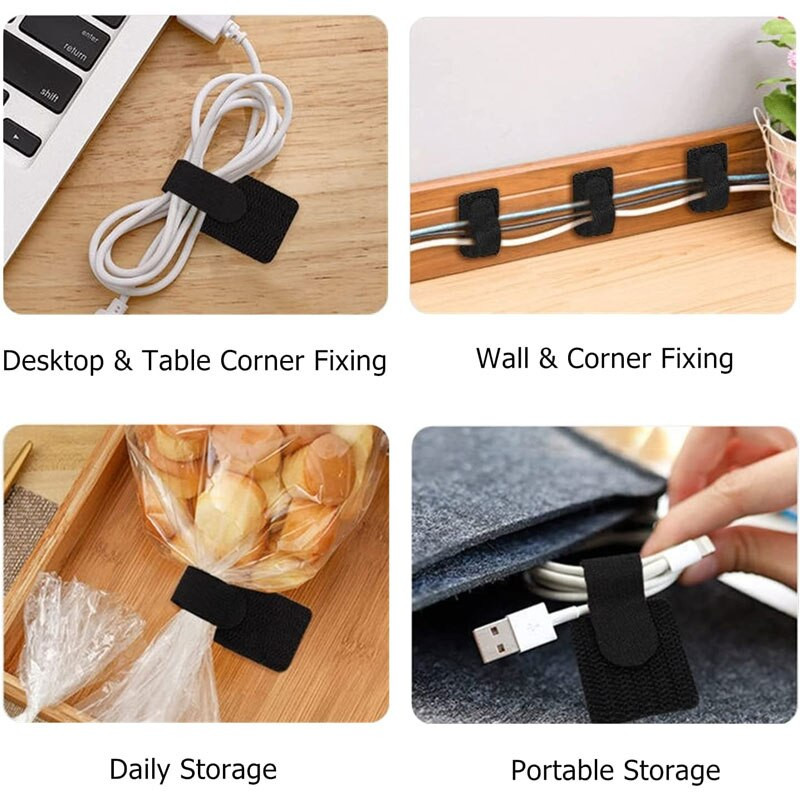 10/20 tk isekleepuv traatjuhtme korraldaja konksu ja aasaga kinnituslindiga kaabliköidised juhtmehoidik lauajuhtmete haldamiseks