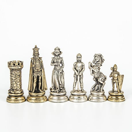 Фигури за шах ``Камелот``, Метални, Сребрист/Златист
