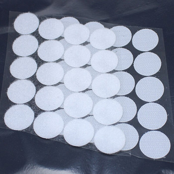 100 чифта бели 25 мм найлонови самозалепващи стикери на точки Бързо поддържане на точки Топка Кука Примка Бял диск Паста Кръгли монети Стикери