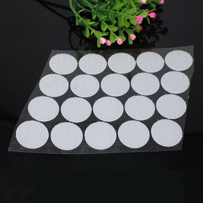 100 pari bijelih 25 mm najlonskih samoljepljivih točkastih naljepnica Brza potpora točkasta kugla kuka petlja Bijeli disk Pasta Okrugle naljepnice s novčićima