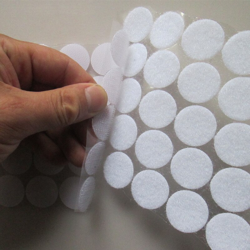100 pari bijelih 25 mm najlonskih samoljepljivih točkastih naljepnica Brza potpora točkasta kugla kuka petlja Bijeli disk Pasta Okrugle naljepnice s novčićima