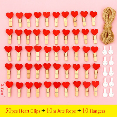 50 bucăți ace de haine din lemn, agrafe de haine colorate din lemn Agrafe de artizanat cu frânghie de iută de 33 de picioare Fotografie pentru fotografie pentru decorarea interioară