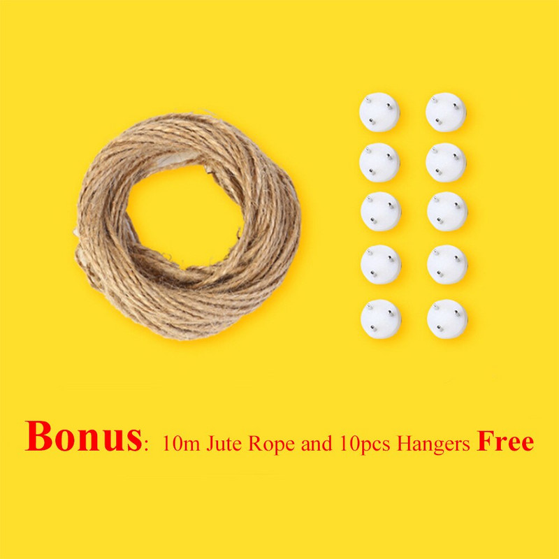 50 bucăți ace de haine din lemn, agrafe de haine colorate din lemn Agrafe de artizanat cu frânghie de iută de 33 de picioare Fotografie pentru fotografie pentru decorarea interioară
