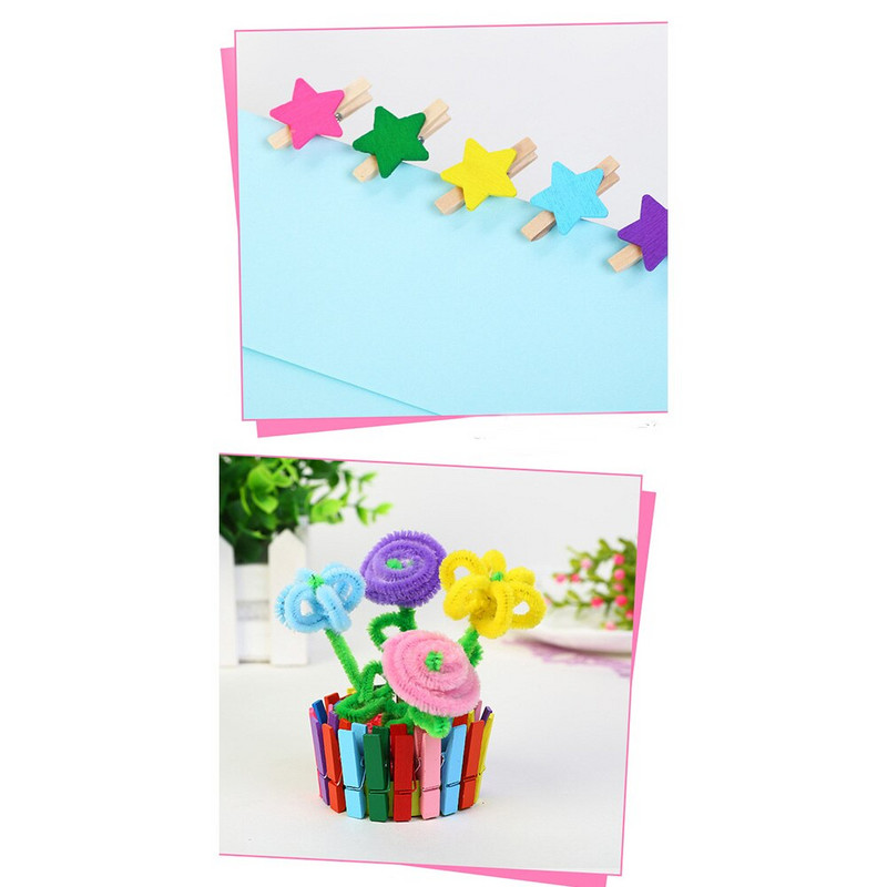 50 bucăți ace de haine din lemn, agrafe de haine colorate din lemn Agrafe de artizanat cu frânghie de iută de 33 de picioare Fotografie pentru fotografie pentru decorarea interioară