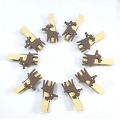 10 ks kreslených nálepiek s drevenými klipmi, vianočná séria, drevené klipy na ochranu životného prostredia, farebné drevené klipy na stromy/losy/rukavice