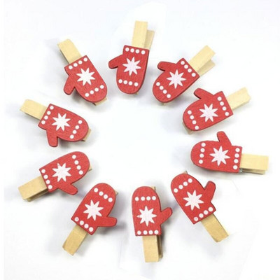 10 ks kreslených nálepiek s drevenými klipmi, vianočná séria, drevené klipy na ochranu životného prostredia, farebné drevené klipy na stromy/losy/rukavice
