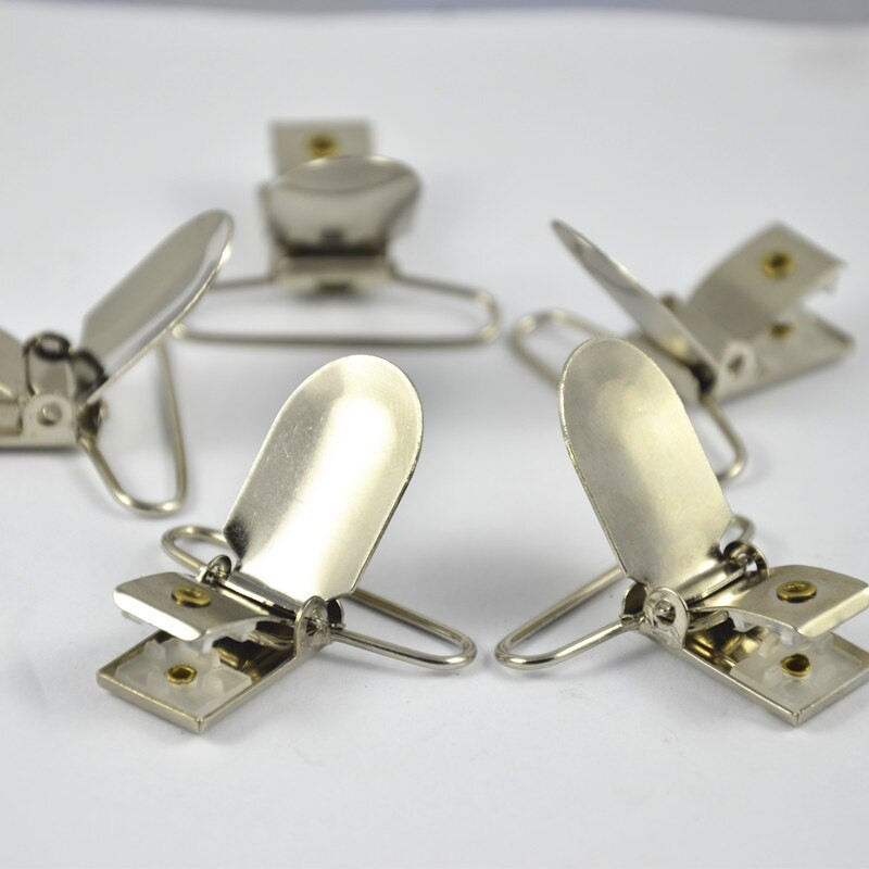 20 ks kovových oválnych okrúhlych obdĺžnikových detských kovových držiakov na cumlíky s plastovou vložkou, nástroj na šitie v tvare U