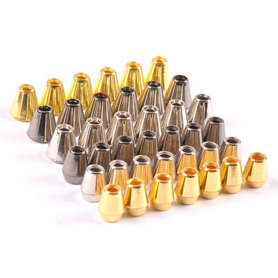 50pcs Silver/Golden Plastic Bell Stopper Without Lid Cord Lock Ends Toggle Clip Rope for Sportswear Backpack Bags DIY Kits