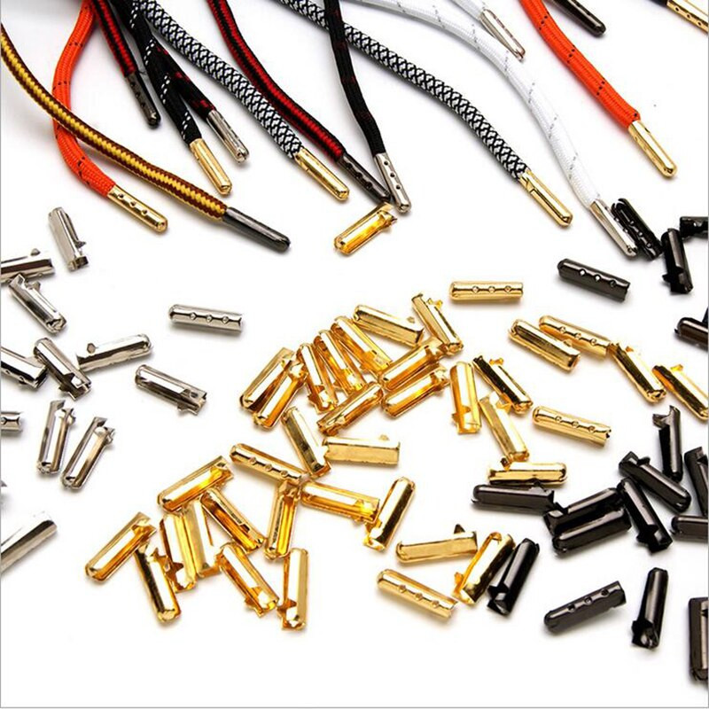 Odiniai galų užsegimai dangteliai Sidabriniai/auksiniai/bronziniai užlenkiami užspaudžiami laido galai Batų virvelės juosmens virvelė Gamybos priedai