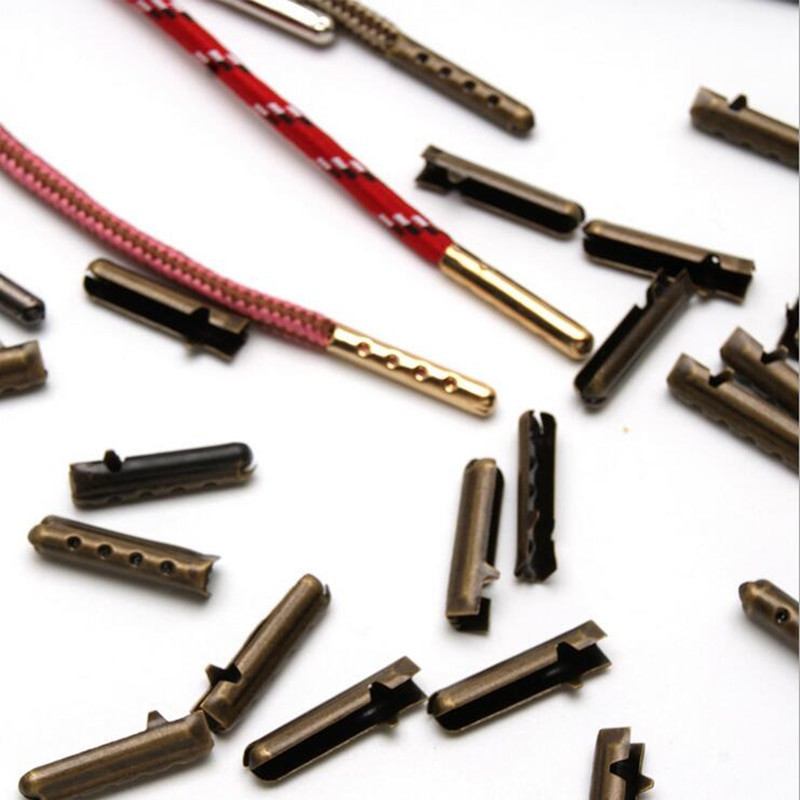 Odiniai galų užsegimai dangteliai Sidabriniai/auksiniai/bronziniai užlenkiami užspaudžiami laido galai Batų virvelės juosmens virvelė Gamybos priedai