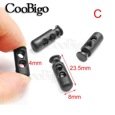 10 vnt. plastikinio spyruoklinio užsegimo laido užrakto kamščio galo jungiklio spaustuko tvirtinimo elementas drabužiams batams nėriniai Bungee elastinė virvė Juoda