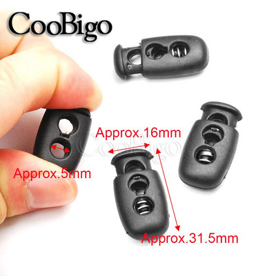 10 vnt. plastikinio spyruoklinio užsegimo laido užrakto kamščio galo jungiklio spaustuko tvirtinimo elementas drabužiams batams nėriniai Bungee elastinė virvė Juoda