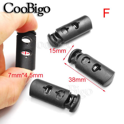 10 vnt. plastikinio spyruoklinio užsegimo laido užrakto kamščio galo jungiklio spaustuko tvirtinimo elementas drabužiams batams nėriniai Bungee elastinė virvė Juoda