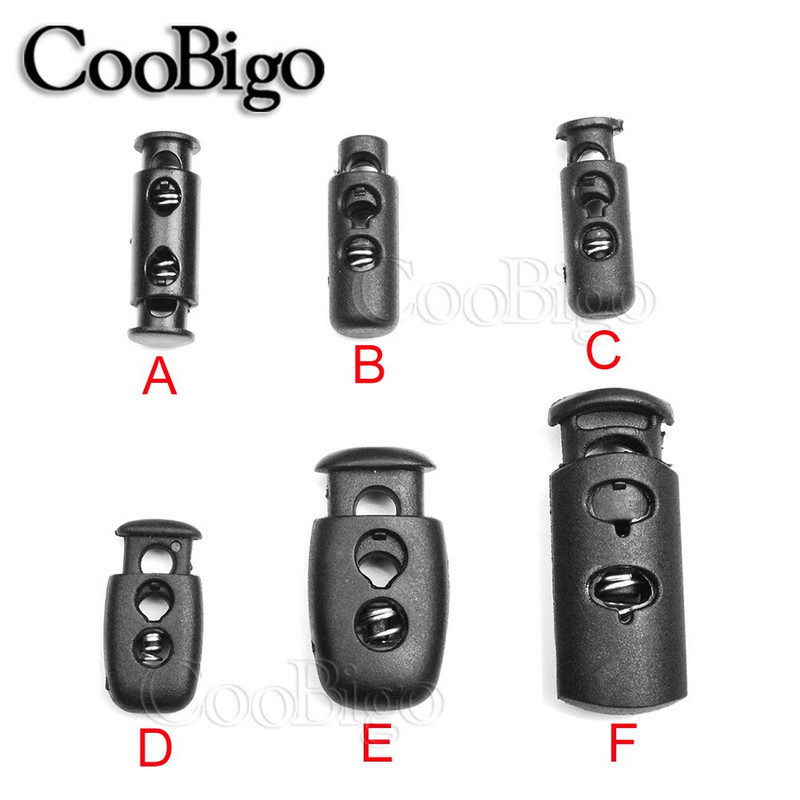 10 vnt. plastikinio spyruoklinio užsegimo laido užrakto kamščio galo jungiklio spaustuko tvirtinimo elementas drabužiams batams nėriniai Bungee elastinė virvė Juoda