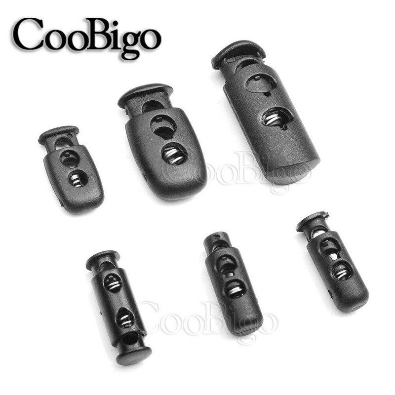 10 vnt. plastikinio spyruoklinio užsegimo laido užrakto kamščio galo jungiklio spaustuko tvirtinimo elementas drabužiams batams nėriniai Bungee elastinė virvė Juoda