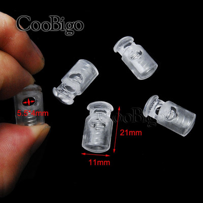 25 de bucăți din plastic, negru/transparent, închidere cu arc, opritor, încuietori cu șnur cu o singură gaură, pentru piese de frânghie pentru șireturi de îmbrăcăminte Paracord