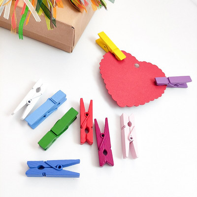 20 tk Mini 35 mm värvilised naturaalsest puidust klambrid Fotoklambrid Riidelõks linade jaoks DIY Pulmapeo Kontoriklambrid Pulgad Käsitöökaunistused