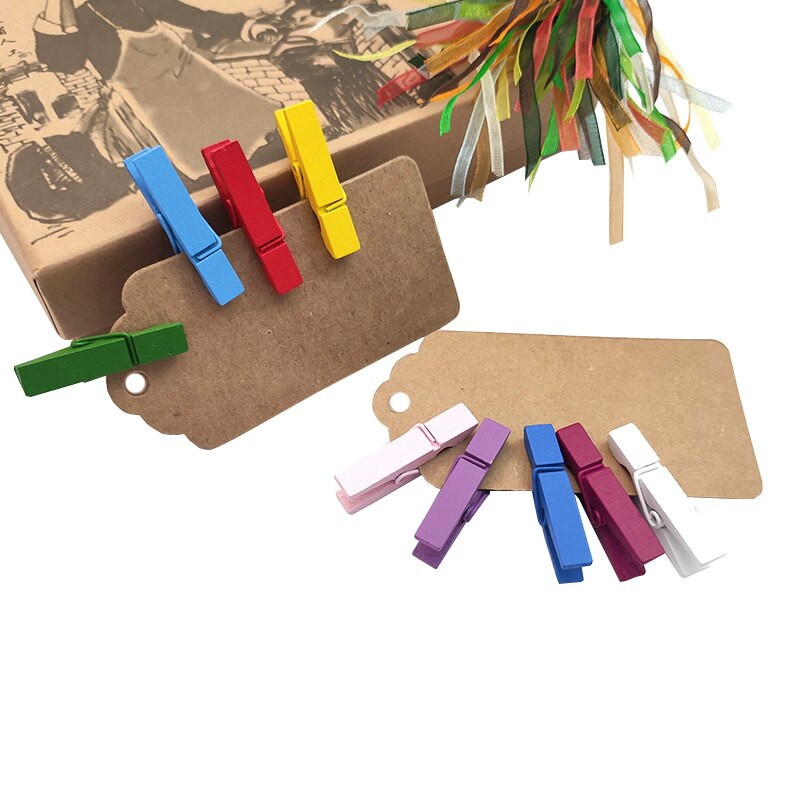 20 tk Mini 35 mm värvilised naturaalsest puidust klambrid Fotoklambrid Riidelõks linade jaoks DIY Pulmapeo Kontoriklambrid Pulgad Käsitöökaunistused